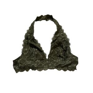 Free People Intimately Lace Halter Bralette Olive Green Size XS